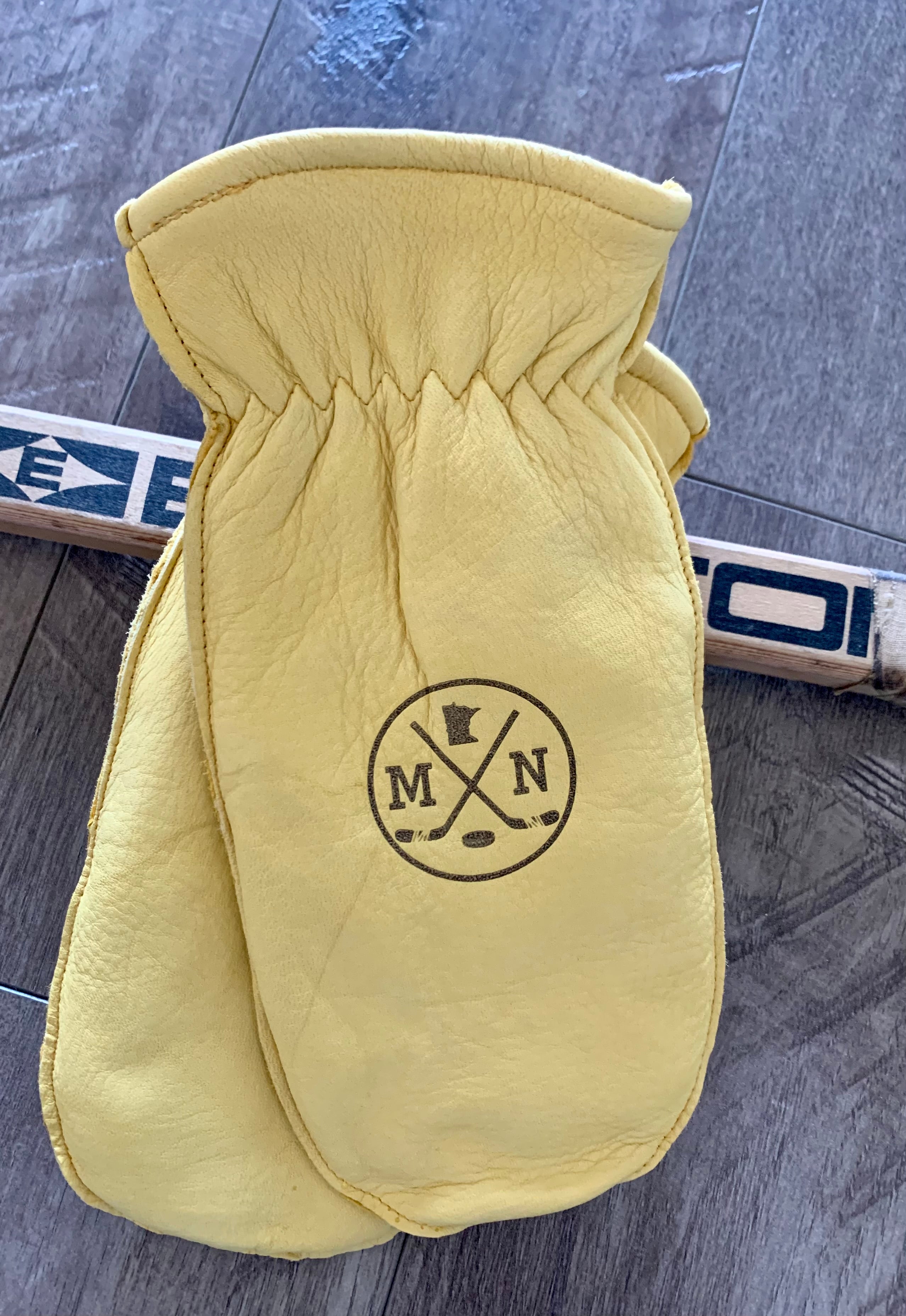 MN Hockey Custom Engraved Leather Chopper Mittens NorthSota
