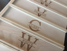 Load image into Gallery viewer, Wood Wine Box with Custom Monogram
