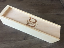 Load image into Gallery viewer, Wood Wine Box with Custom Monogram