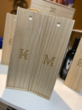 Load image into Gallery viewer, Wood Wine Box with Custom Monogram