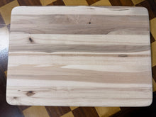 Load image into Gallery viewer, Wooden cutting board on a checkered floor, maple cutting board with last name engraved
