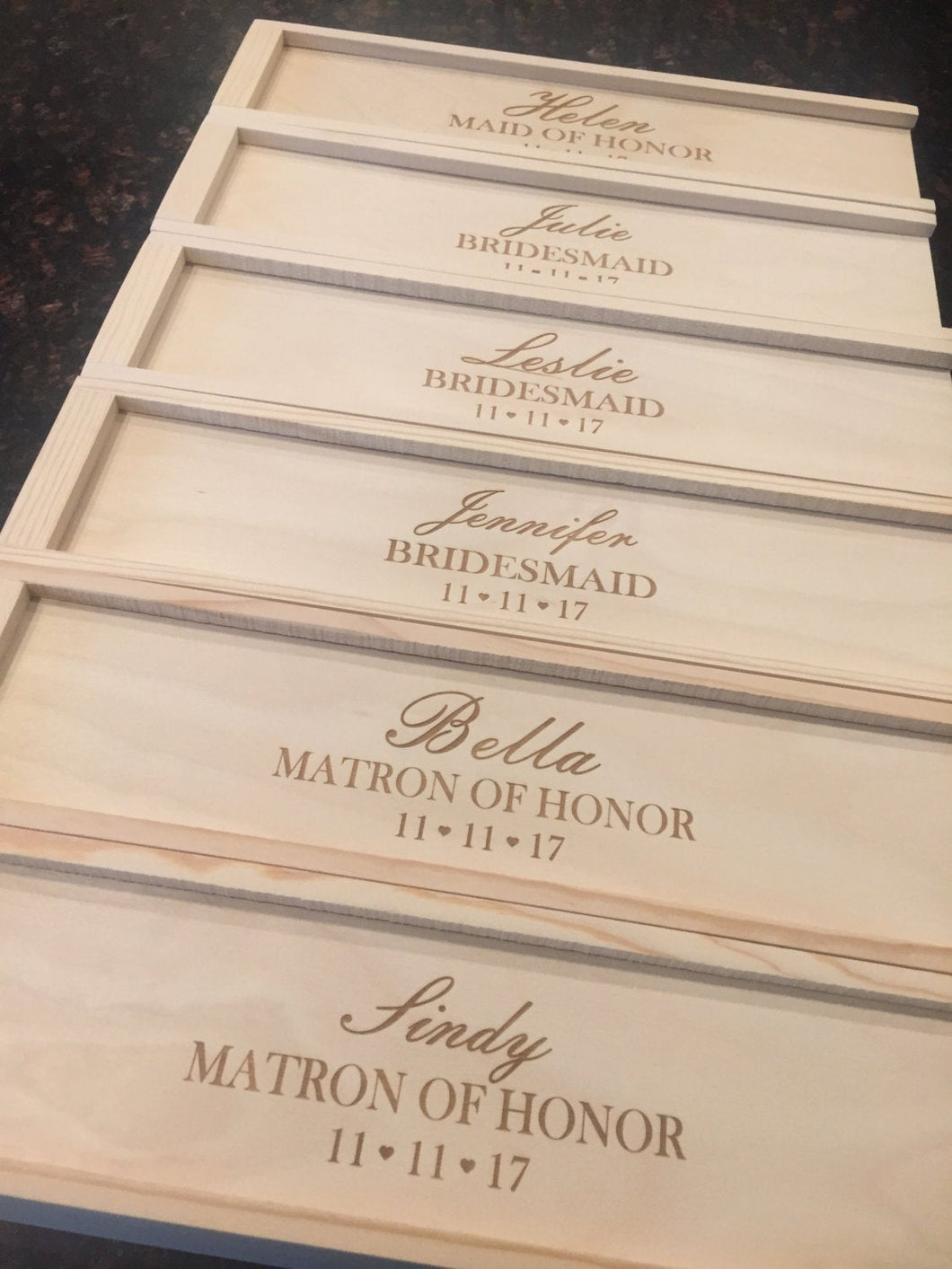 Custom Personalized Wine or Gift Boxes for Wedding Party, Bridesmaid, Maid of Honor