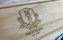 Load image into Gallery viewer, Custom Engraved Wine Box - Wedding Crest
